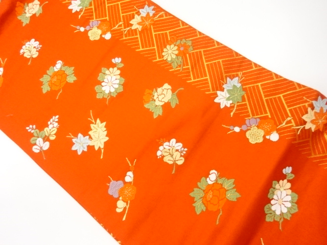 リサイクル　花々模様織出し名古屋帯